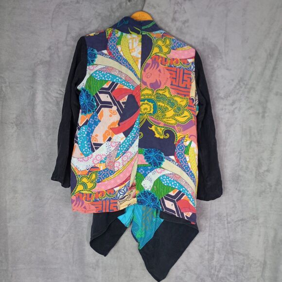 Citron Santa Monica Women's Open Front Cardigan Art Inspired Black Floral M - Picture 13 of 13